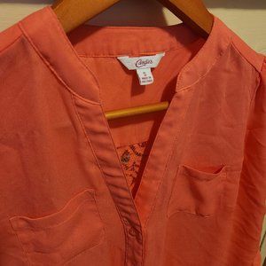 Candies pink button up sheer blouse